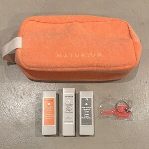 New Naturium Bundle: bag, lip balm, peptide serum, vitamin c serum & keychain